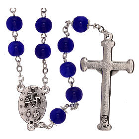 Shiny blue glass rosary beads 4 mm