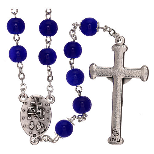 Shiny blue glass rosary beads 4 mm 2