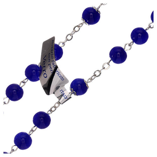 Shiny blue glass rosary beads 4 mm 3