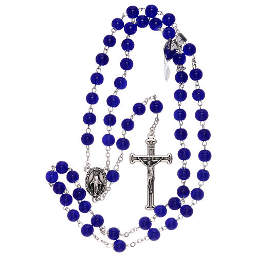 Shiny blue glass rosary beads 4 mm 4