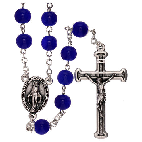 Rosary polished blue glass 4 mm 1