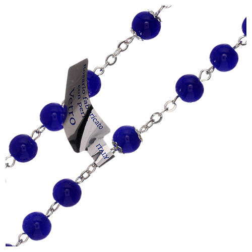 Rosary polished blue glass 4 mm 3