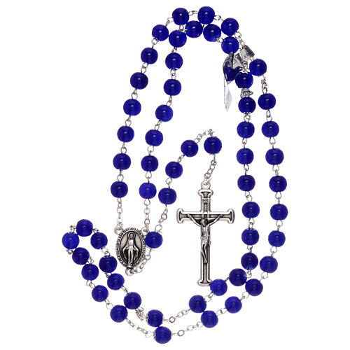 Rosary polished blue glass 4 mm 4