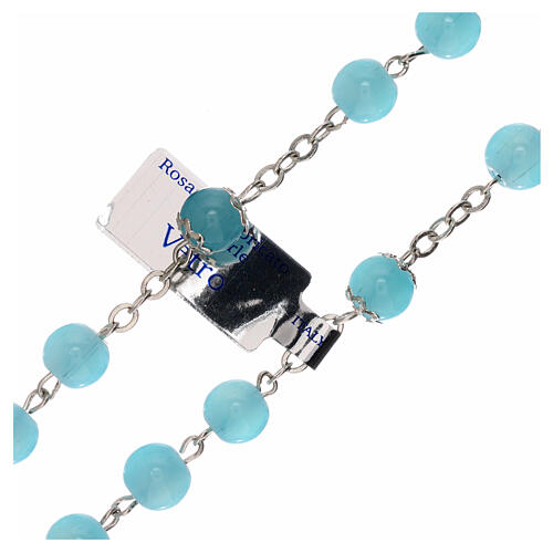 Shiny light blue glass rosary beads 8 mm 3