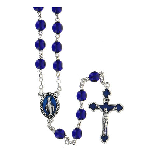 Rosary with round polished blue glass beads 7 mm 1