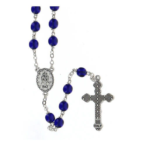 Rosary with round polished blue glass beads 7 mm 2
