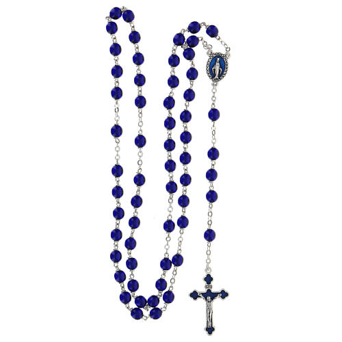 Rosary with round polished blue glass beads 7 mm 4