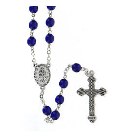 Glass rosary with round polished royal blue beads 7 mm