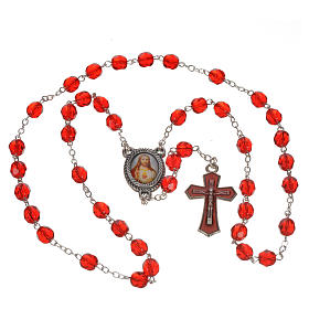 Precious Blood rosary in red crystal 6mm