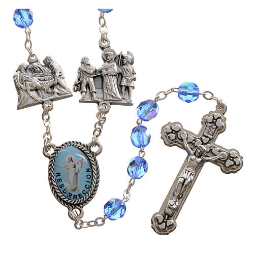 Rosary beads, stations of the cross, light blue crystal 1