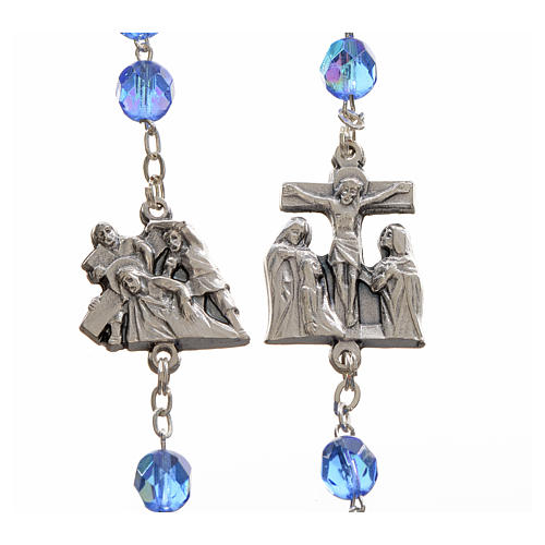 Rosary beads, stations of the cross, light blue crystal 3