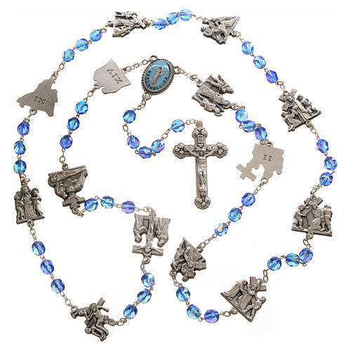 Rosary beads, stations of the cross, light blue crystal 4