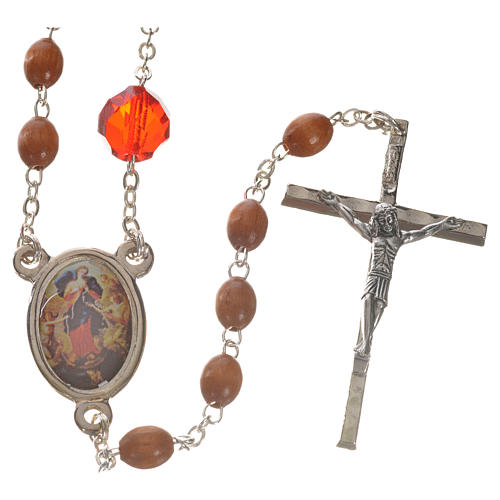 Mary Untier of Knots rosary, natural wood 7