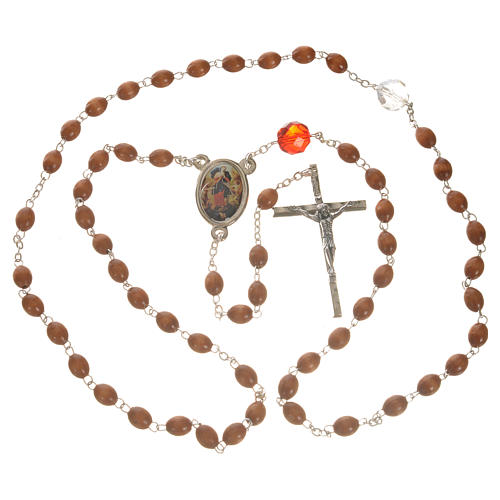 Mary Untier of Knots rosary, natural wood 10