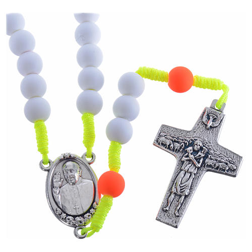 Rosary beads in white fimo, Pope Francis 1
