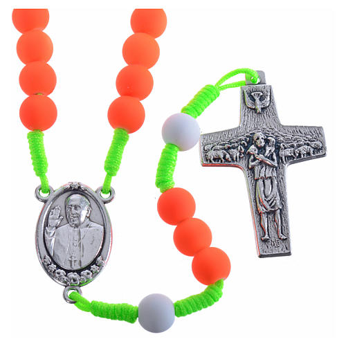 Rosary beads in orange fimo, Pope Francis 1