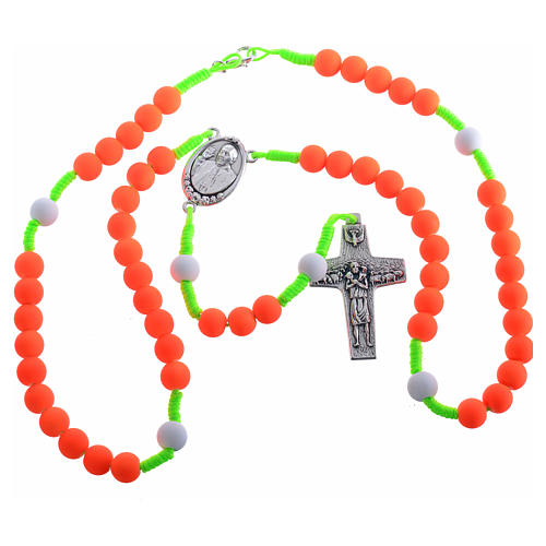 Rosary beads in orange fimo, Pope Francis 3