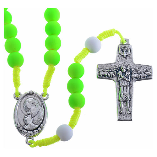 Rosary beads in green fimo, Pope Francis 1