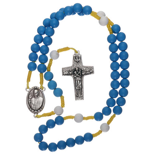 Rosenkranz aus blauem Fimo Papst Franziskus 4