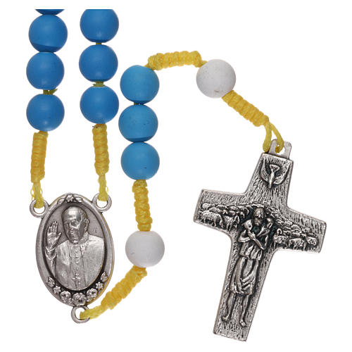 Rosary beads in blue fimo, Pope Francis 1