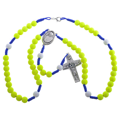 Rosary beads in yellow fimo, Pope Francis 3