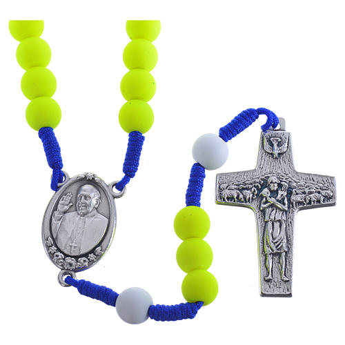 Rosary beads in yellow fimo, Pope Francis 1