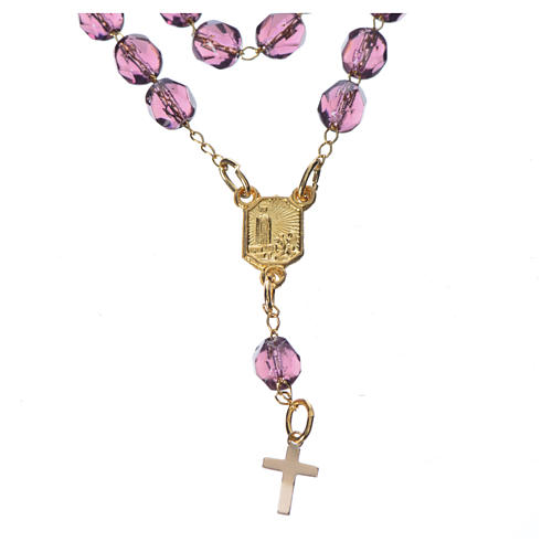 Andachtskranz Halskette Madonna von Fatima lila 2