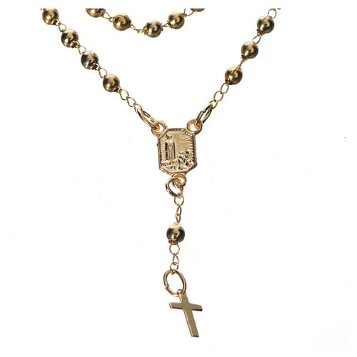 Chapelet dévotion collier Notre-Dame de Fátima métal doré 2