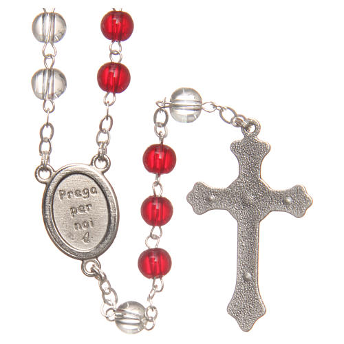 STOCK Rosary beads with Jubilee of Mercy, red and clear 6mm 2