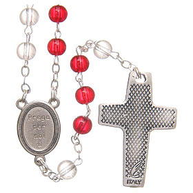 Rosary beads with Jubilee of Mercy, red and white PVC 4mm
