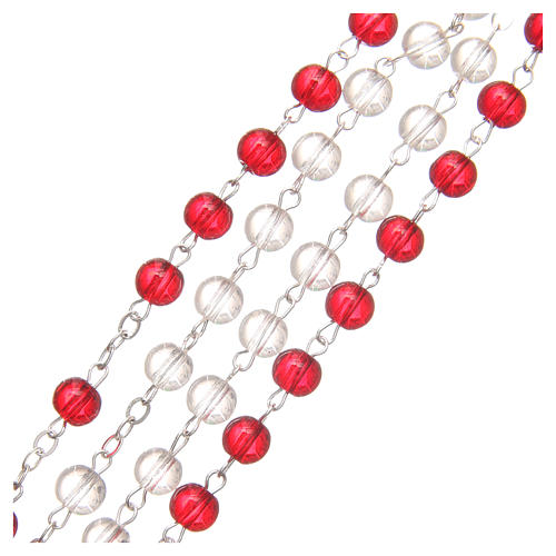 Rosary beads with Jubilee of Mercy, red and white PVC 4mm 3