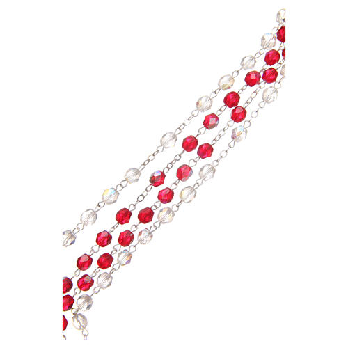 Rosenkranz Barmherzigkeit Heilige Faustina weiß und rot aus PVC 8 mm 3