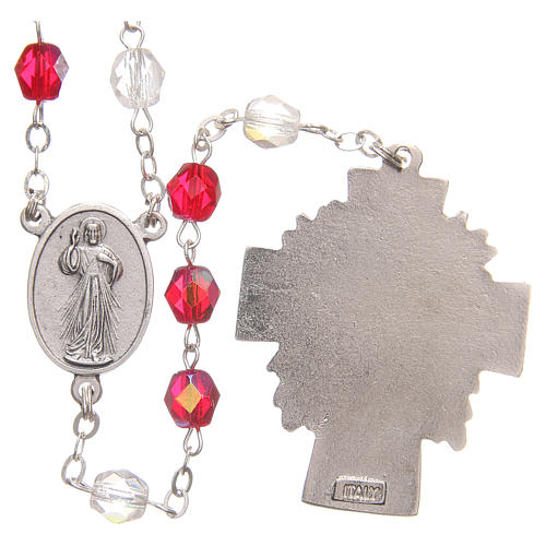 Rosary beads Mercy of Saint Faustyna red and white PVC 8mm 2