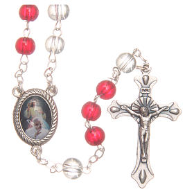 Pope Francis rosary beads in red and white wood 6mm