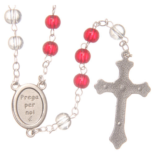 Pope Francis rosary beads in red and white wood 6mm 2
