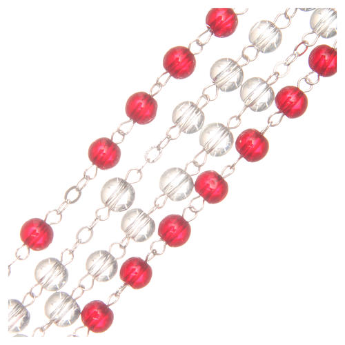 Pope Francis rosary beads in red and white wood 6mm 3