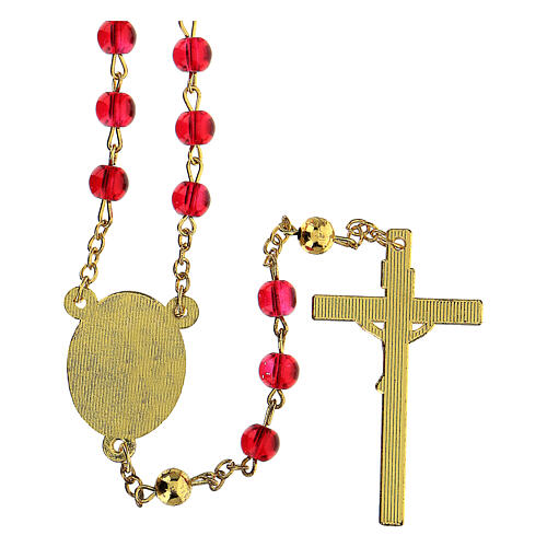 Chapelet Consécration au Coeur Immaculé de Marie grains verre rouge 5 mm - Collection de la Foi 2/47 3