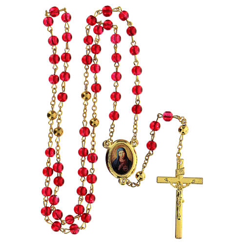 Chapelet Consécration au Coeur Immaculé de Marie grains verre rouge 5 mm - Collection de la Foi 2/47 5