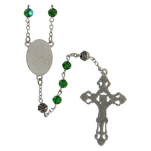 Rosenkranz "Geheimnisse von Fatima" mit Perlen aus grűnem facettiertem Glas (6 mm) - Kollektion Glaubenskronen 5/47 3
