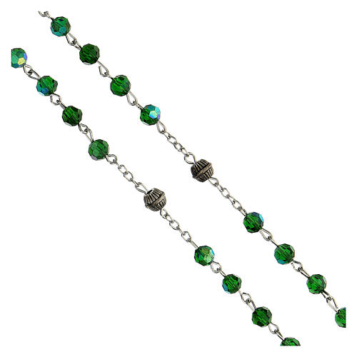 Rosenkranz "Geheimnisse von Fatima" mit Perlen aus grűnem facettiertem Glas (6 mm) - Kollektion Glaubenskronen 5/47 4