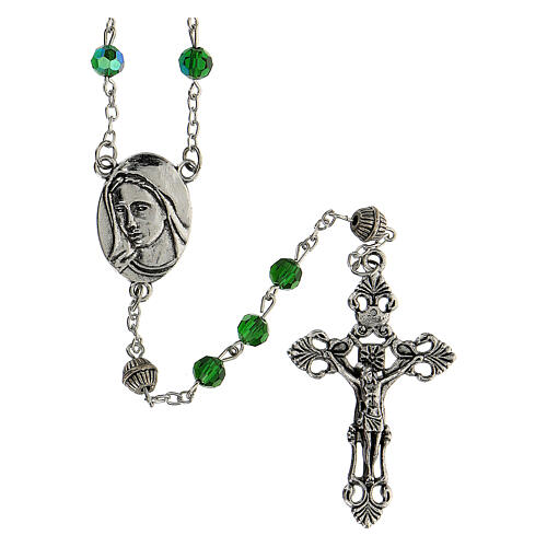 Rosario Segreti Fatima grani vetro sfaccettato verde 6 mm - Collezione Corone Fede 5/47 1