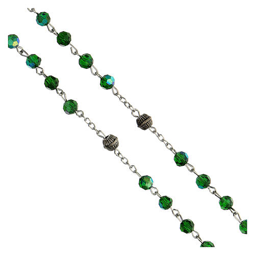 Rosario Segreti Fatima grani vetro sfaccettato verde 6 mm - Collezione Corone Fede 5/47 4