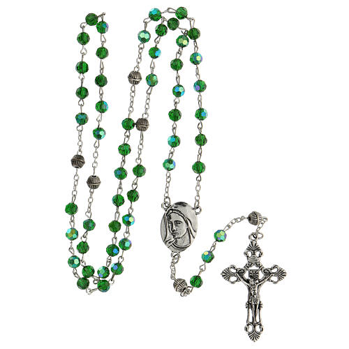 Rosario Segreti Fatima grani vetro sfaccettato verde 6 mm - Collezione Corone Fede 5/47 5