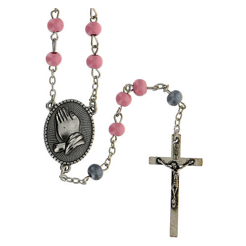 Rosenkranz der Novene zur Madonna von Fatima mit Kügelchen aus rosa Holz (6 mm) - Kollektion Glaubenskronen 6/47 1