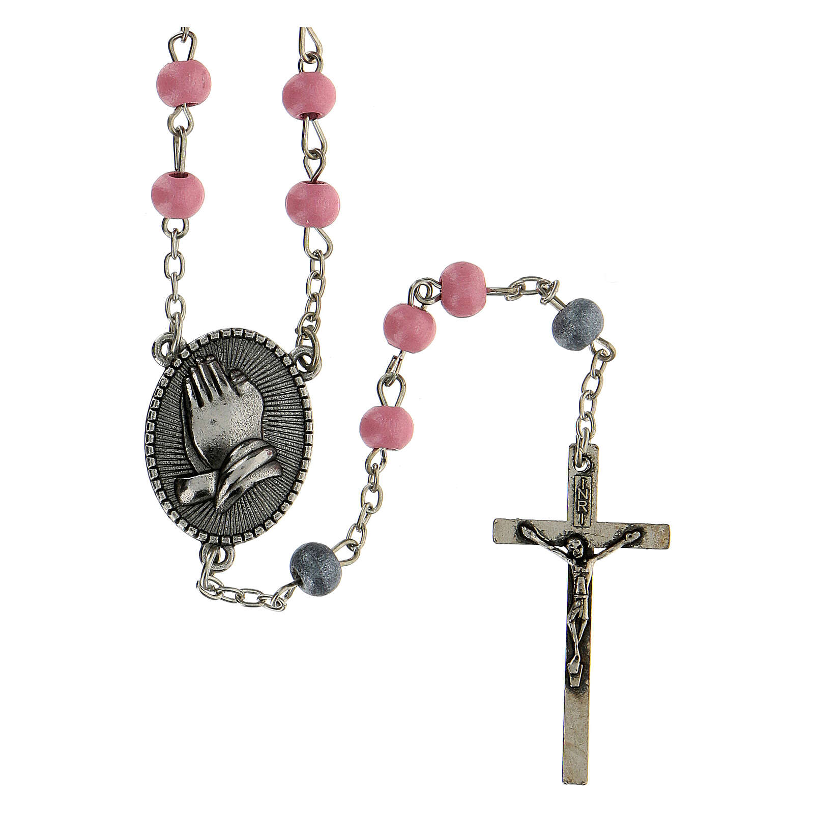 Chapelet Neuvaine NotreDame de Fatima grains bois rose 6 mm vente en
