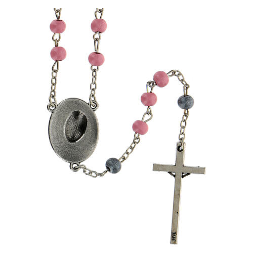 Rosario Novena Madonna Fatima grani legno rosa 6 mm - Collezione Corone Fede 6/47 3