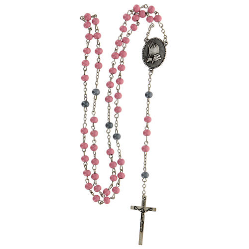 Rosario Novena Madonna Fatima grani legno rosa 6 mm - Collezione Corone Fede 6/47 5
