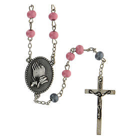 Novena Rosary Our Lady of Fatima, pink wood beads 6 mm - Faith Collection 6/47
