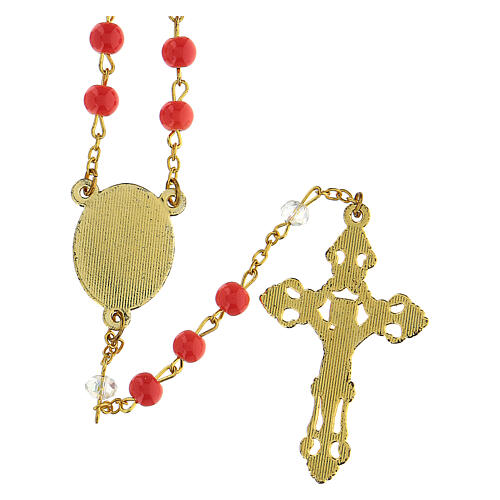 Rosary of Our Lady of Mount Carmel, 6 mm glass beads, coral-coloured - Faith Collection 7/47 3