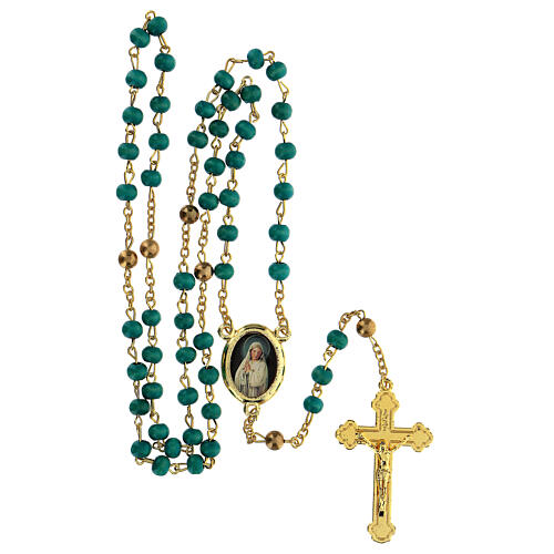 Rosary of Apparitions, 6 mm green wood beads - Faith Collection 8/47 5